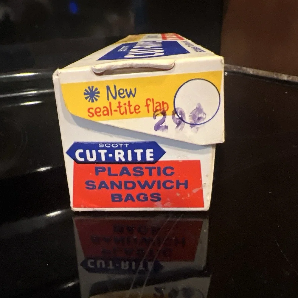 Vintage 1965 Scott Cut-Rite Plastic Sandwich Bags - Open- Looks Full -Movie Prop